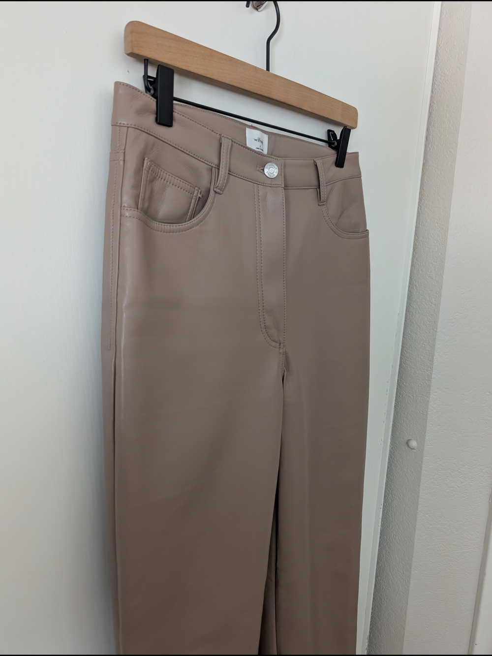 Aritzia Wilfred Womens 8 Brown Faux Leather Straight Leg Pants Classic Chic - Picture 4 of 8